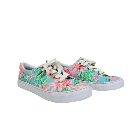 Lilly Pulitzer Low Top Lace Up Floral Print Abigail Sneaker 6.5 - Picture 3 of 8